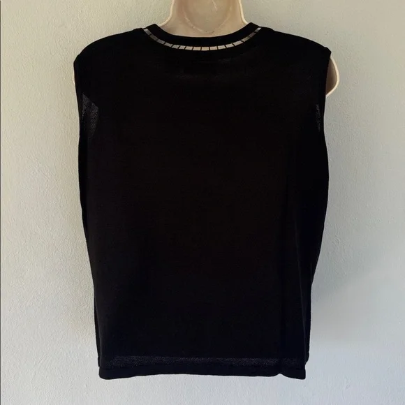 Vintage Patchington black beaded cut out neckline sleeveless knit top size small - Picture 10 of 12